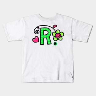 Letter R abc monogram hand drawn colorful alphabet Kids T-Shirt